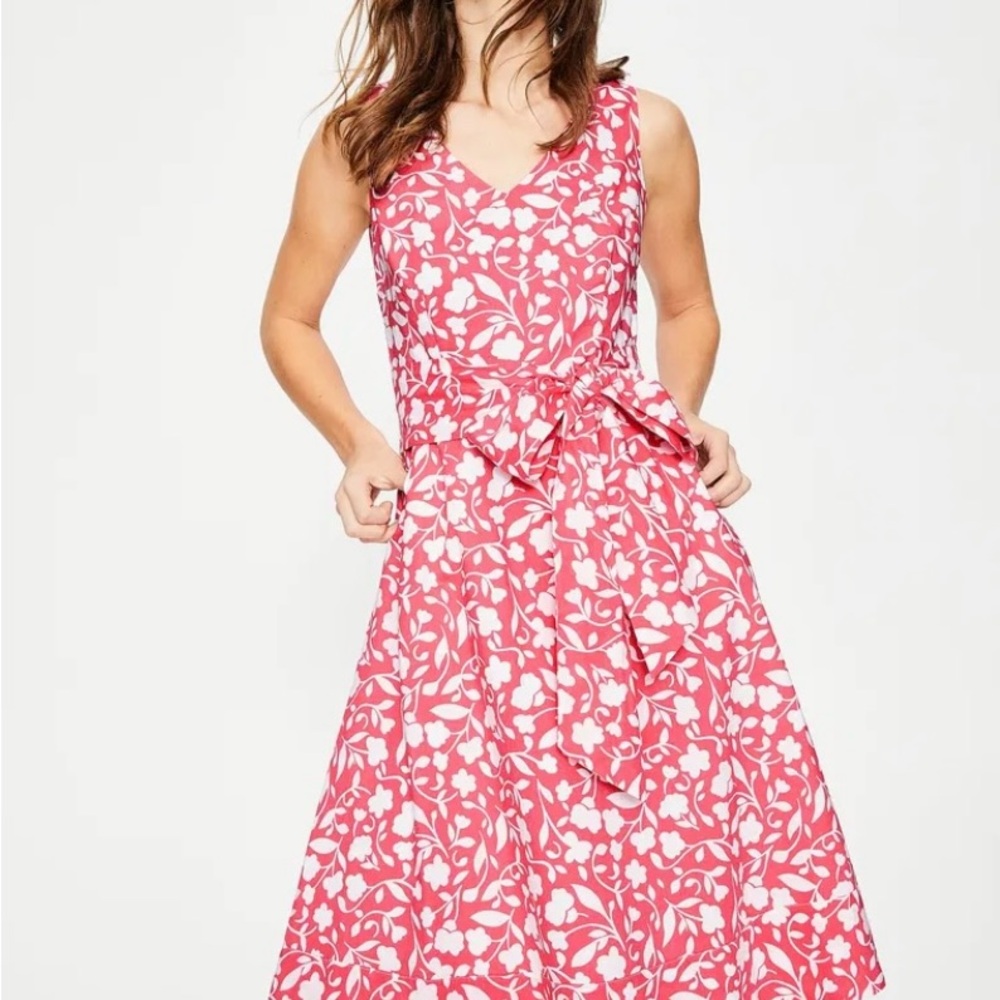 Boden Coraland White Floral Midi Dress